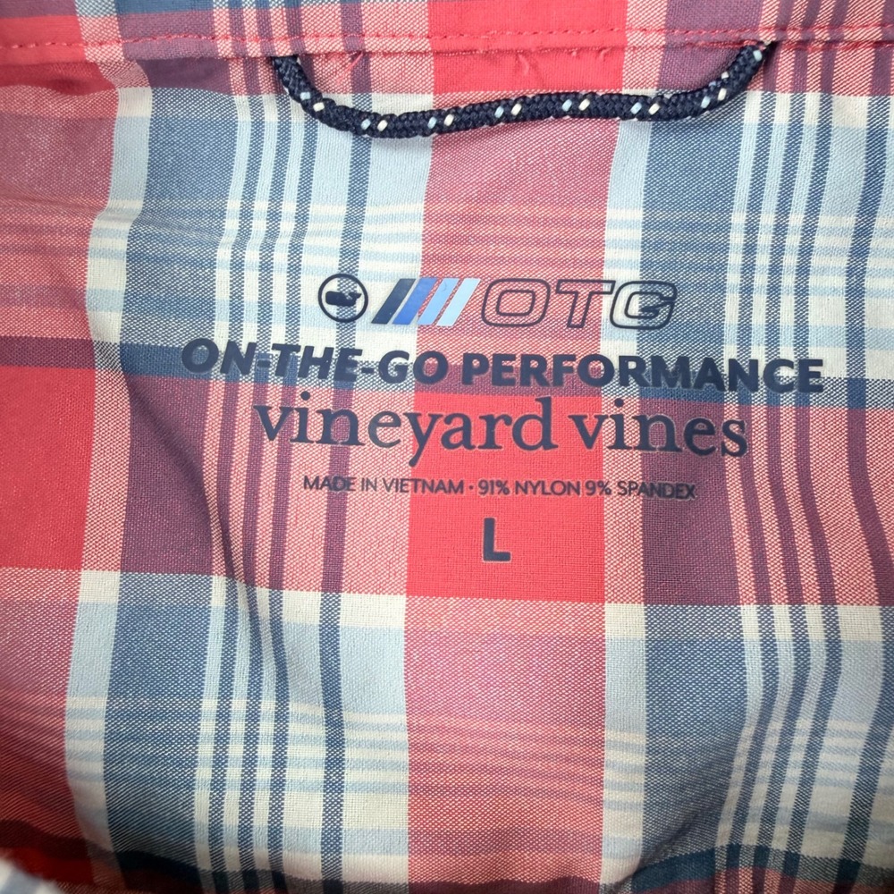 Vineyard Vines On-The-Go Performance Shirt Mens Large Red Plaid Button Down OTG - Picture 6 of 6